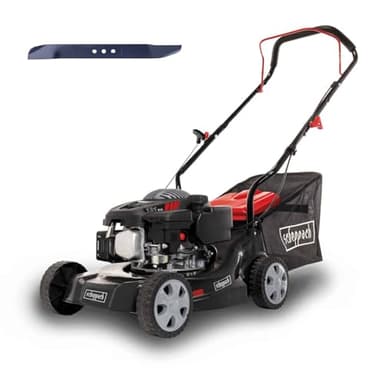 Scheppach Tondeuse à Gazon Thermique MP132-40 | 3,4 CV | Largeur de Coupe 40 cm | Réglage Hauteur de Coupe sur 3 Positions | Panier de ramassage de 35L (avec Lame)