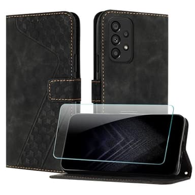 JayModCase Coque pour Samsung Galaxy A32 4G/A32 Lite/M32 5G, Cuir Pochette de Portefeuille avec Film de Protection d'écran [Magnétique] Emplacements Cartes pour Galaxy M32 5G - Noir