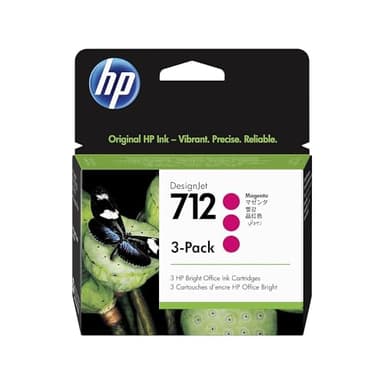 HP 3ED78A Lot de 3 Cartouches d'encre Authentiques 712 Magenta 29 ML avec Encre d'origine, pour Traceurs Grand Format DesignJet T650, T630, T250, T230, Studio et tête d'impression 713 DesignJet