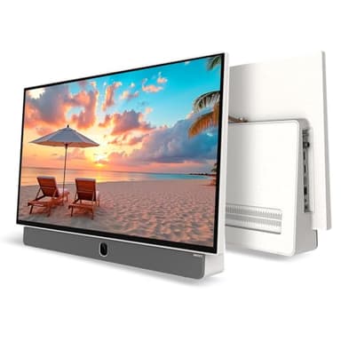 Metz TV Portable 24 Pouces (60 cm) Smart Google TV FHD avec Batterie Intégrée Poignée HDR 10 Chargeur Voiture 12V Ecran Anti-reflet Dolby Audio HDMI USB Bluetooth Wi-FI (24MPE7000 Blanc)