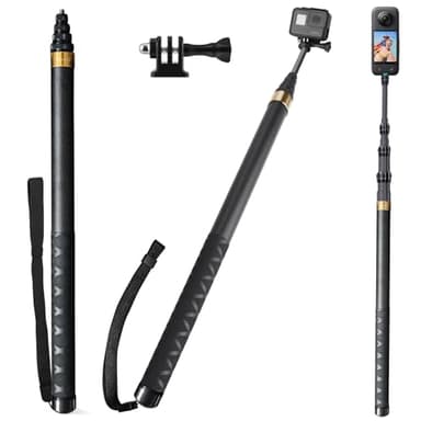 Perche à Selfie Invisible 3 m/300 cm en Fibre de Carbone pour Insta 360 X5 X4 X3 DJI Osmo 360, Perche Selfie Longue Monopode avec Adaptateur pour GoPro Hero 13 12 11 10 Black