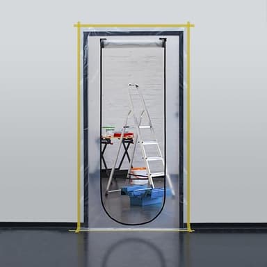 Meister 4170310 Lot de 2 portes anti-poussière 220 x 112 cm - Fermeture éclair intégrée - Translucide - Réutilisable - Protection contre la poussière lors de la rénovation et de la rénovation - Porte