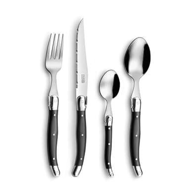 LOU LAGUIOLE - Coffret 24 couverts de table pour 6 personnes - Rustic - Acier inoxydable 18/0, Finition Standard - Gris