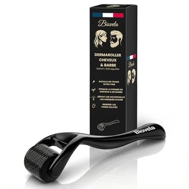 Dermaroller Cheveux et Barbe 0,5mm - Microneedling pour visage - Soin Peau, Barbe et cuir Chevelu - Derma Roller pour Repousse des Cheveux et Barbe