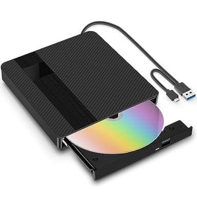 BNEHHOV Lecteur CD DVD Externe avec USB 3.0 Type-C Graveur DVD Externe CD DVD +/-RW Lecteur Portable pour Ordinateur Portable Bureau PC et Mac OS pour MacBook pour Windows 11/10/8/7/XP Linux OS