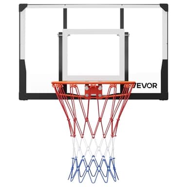 VEVOR Panier de Basket-Ball Mural, But de Basketball 110 cm, Système de Cerceau, Filet en Nylon et Panneau en PC de 2 mm d’Épaisseur pour Basket, Utilisation Intérieure et Extérieure, Domicile