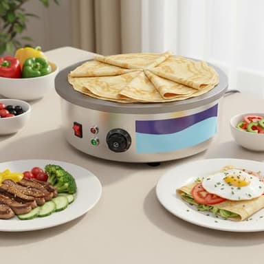 Appareil à crêpes électrique 45 cm 3000 W Gastro – Plaque à crêpes professionnelle en fonte & boulangerie pour gözleme, yufka et pancakes – Machine à crêpière 50-300 °C, avec spatule et répartiteur