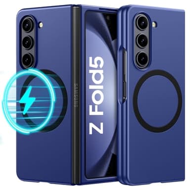 YINLAI Coque pour Samsung Z Fold 5, Compatible avec MagSafe, Magnétique Etui Translucide Mat Arrière Housse Fine Protection Caméra Antichoc Anti-Rayures Case pour Samsung Galaxy Z Fold5 5G 7.6", Bleu