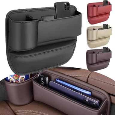 Starnearby Organiseur Latéral pour Siège de Voiture, Boîte de Rangement avec Porte-Gobelet, Poche pour Espace Avant