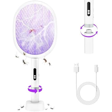 weiclianhp Raquette Électrique Anti-Moustiques 4000V Rechargeable - Tapette Électrique Puissante Pliable 1800mAh – Conception Portable pour Maison, Jardin, Camping
