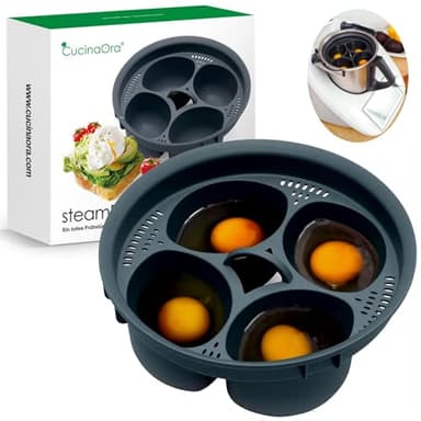 CucinaOra steamEGGS Cuiseur Oeuf Thermomix jusqu'à 4 pièces - Oeufs Pochés - Accessoire pour Thermomix Vorwerk TM7 TM5 TM31 TM6