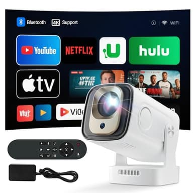 Mini Projecteur 4K Videoprojecteur Portable Projecteur Video WiFi 6 Android 11,1080P Full HD Supporté pour TÉLÉPhone/PC/Lap/Stick, HDMI Home Cinéma 180° Rotation (HY260pro)