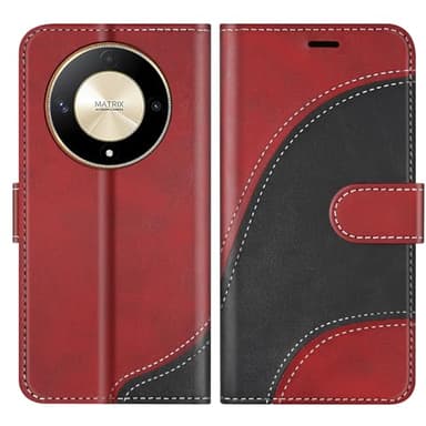BoxTii Coque pour Honor Magic 6 Lite 5G / Honor X50 / Honor X9B, Housse en Cuir PU Pochette de Portefeuille, Magnétique Étui de Protection Housse Coque pour Honor Magic 6 Lite 5G / X50 / X9B, Rouge