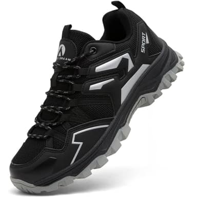 Mufanton Chaussures de Randonnée Homme Chaussures de Trekking Antidérapantes Respirant Chaussure de Marche Stabilité Sneakers,Noir,EU39