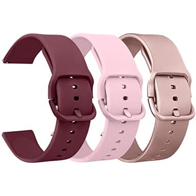 Mugust 3Pack Bracelets de Montres Silicone 20mm, Remplacement Dégagement Rapide pour Femme Homme 20mm 22mm (20mm, Vin Rouge/Rose/Or Rose)
