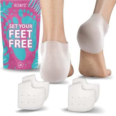 ROOTZ® 2 Paires de Protège-Talons en Silicone | Talonnette Gel pour Soulager Douleur, Ampoules et Épine Calcanéenne | Manchon Respirant et Lavable (4x Blanc)