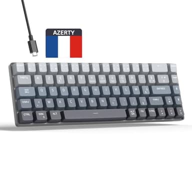 MageGee Clavier Gamer Mécanique AZERTY | Clavier Gamer 60% AZERTY | Compact 69 Touches avec Rétroéclairage LED | Mini Clavier Filaire avec Switchs Rouges pour PC, Ordinateur Portable, Mac