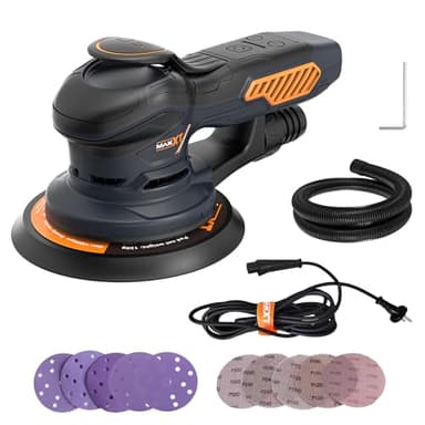 MAXXT 350W Ponceuse Excentrique, Ponceuse orbitale 10000RPM,Papier de Verre 10PCS