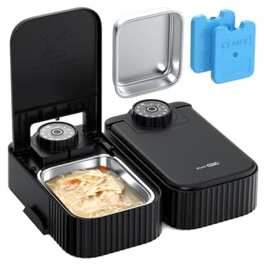 Distributeur Croquettes Chat Automatique Humide: Distributeur Nourriture Humide Chat 48H Programmable - Gamelle Chien Automatique sans Fil avec 1 AA Piles - 350g par Repas - Acier Inoxydable Bol