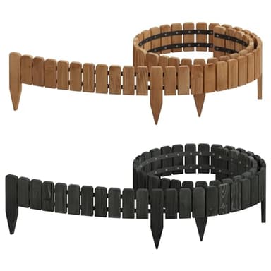 WOLTU Clôture de Pelouse Décorative en Bois, Bordure de Jardin Flexible, Palissade de Jardin Extérieur, Bordure de Parterre pour Gazon, Plate-Bande, Potager, Verger, 203x10 cm, Anthracite