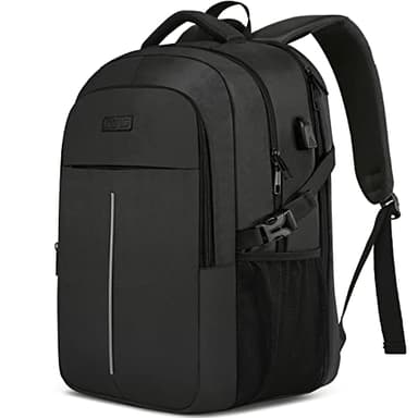 Sac à Dos Ordinateur Portable 17.3 Pouces,50L Sac à Dos de Voyage Grande Homme Femme Antivol Imperméable avec USB Charging Port PC Portable pour Loisir, Scolaire,Affaire Noir