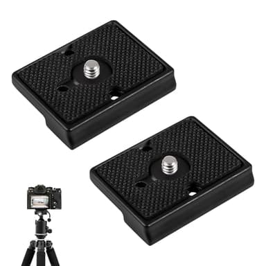 2 Pièces Plaques de Dégagement Rapide Compatible avec Manfrotto 200PL 14, 200pl-14 Plaque de Fixation Rapide pour Trépied, Tête Rotule DSLR, Appareil Photo sans Miroir Caméra, Aluminium Antidérapante