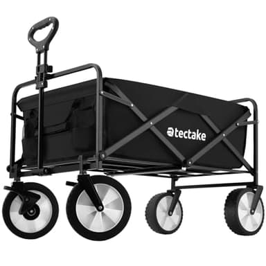 tectake® Chariot à roulettes Chariot de Transport Pliable pour Transport Enfant, Plage, Festival, Camping, Courses, Chariot de Jardinage, Promenade - Noir