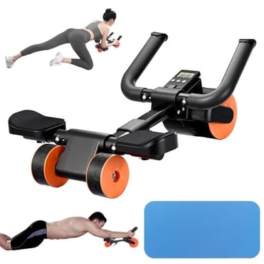 Bnlei Roue Abdominale à Rebond Automatique Avec Tapis de Fitness【Conception à Trois Roues】Abdos Musculation Appareil Sport Maison, Roulette Abdominaux, gym Accessoires pour Hommes et Femmes