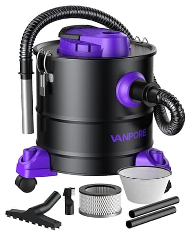 VANPORE Aspirateur a Cendre pour cheminée, aspirateur Cendre 20L, Puissance d'aspiration 1200W, aspirateur pour cheminée avec Base roulante, pour cheminée, Barbecue à granulés, poêle et Foyer