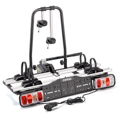Porte-vélos pour attelage de remorque - Porte-vélos de voiture pour vélos électriques et roues standard - Peut contenir 2 vélos - Sécurité à dégagement rapide - Système d'éclairage 13/7 broches