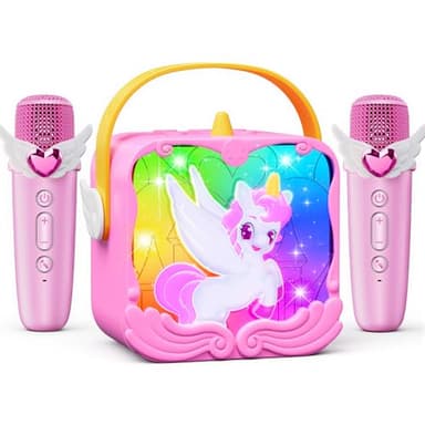 Micro Karaoke Enfant avec Lumineux LED,Licorne Jouet Fille 3-10+ Ans Bluetooth Microphone Sans Fil Idee Cadeau Fille 3-10 Ans Micro Enfant pour Chanter Filles Licorne Sono Anniversaire & Cadeau Pâques