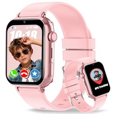 Tzzulsx Montre Connectée Enfant GPS, 4G Montre GPS Enfant Tracker avec Appels Vidéo, SOS, Mode Classe, Réveil, IP68 Étanche Montre Telephone avec SIM Noël Cadeaux 3-14 Ans