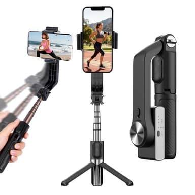 Stabilisateur de cardan pour smartphone avec télécommande, trépied extensible en aluminium, rotation automatique à 360°, équilibre automatique pour enregistrement vidéo en direct, vlogging, YouTube