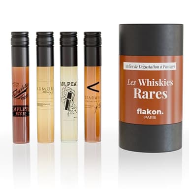 FLAKON - Les Whiskies Rares – Coffret Découverte de 4 Whiskies d’Exception Sélectionnés par La Maison du Whisky – Dégustation Guidée et Livret Offert – Cadeau Parfait pour Amateurs de Spiritueux
