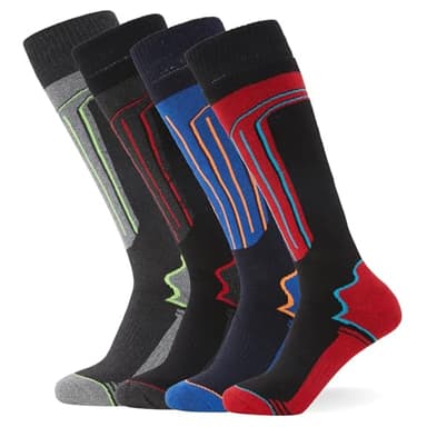 FM London Chaussettes de ski thermiques lot de 4 pour hommes et femmes - Coupe ergonomique pour un maximum de confort pendant l'activité