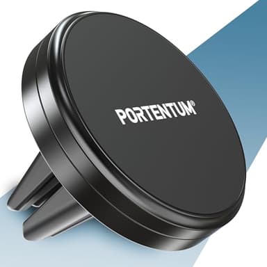 PORTENTUM Support Telephone Voiture magnetique ultrap Puissant (Non Compatible avec MagSafe) – Fixation pour Grille d’aération – 6 Aimants extrêmes – Rotation 360° – pour Samsung, Android et iPhone