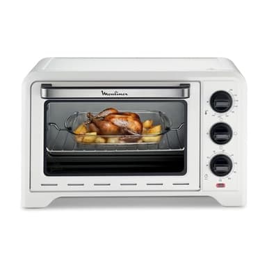 Moulinex Four posable Optimo 19 L, Thermostat jusqu'à 240 °C, 3 modes de cuisson dont gril, minuteur, 6 niveaux de cuisson, Chaleur traditionnelle, Blanc OX441110