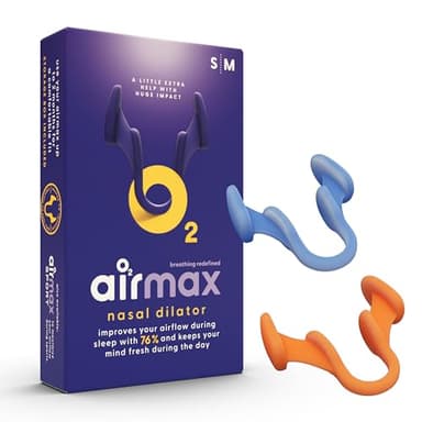 Airmax Ecarteur Nasal Pack d’Essai | Dilatateur Nasal Anti Ronflement Efficace | 76% Plus d’Air pour une Meilleure Respiration & Sommeil | Ajustement Garanti (1x Petit & 1x Moyen)