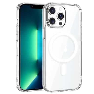 Exsight Magnétique Coque pour iPhone 13 Pro Max, Compatible avec MagSafe, Protection Antichoc TPU Bumper Case, Anti-jaunissement, Dos Anti Rayures, Protection de l'objectif Améliorée, Transparente