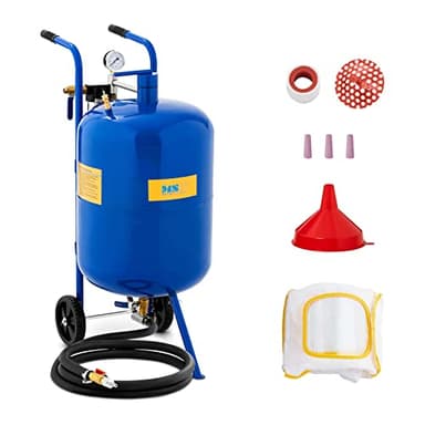 MSW Sableuse Mobile Pneumatique À Pression MSW-MS76A (Réservoir De 76 L, Max 7,6 Bars, 4 Buses, Tuyau De 2,5 m, Acier Peint)