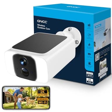 GNCC 4MP Camera Surveillance WiFi Exterieure sans Fil Solaire, 5G/2.4GHz WiFi Camera Exterieur avec Panneau Solaire, Vision Nocturne Couleur, Audio Bidirectionnel, PIR Sirène, W20