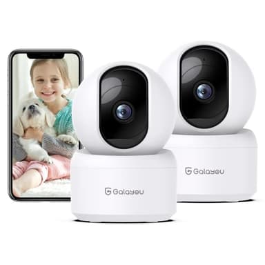 GALAYOU 2K(3MP) Camera Surveillance WiFi Intérieure - Caméra Interieur Maison 360°, Détection Humaine AI, Suivi Intelligent pour Bebe/Chien/Chat/Animaux, Alerte Instantanée G2 (Lot de 2)