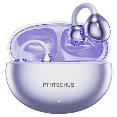 PTHTECHUS Écouteurs Bluetooth sans Fil Sport - Casque Ouvert à Clip, Casque Bluetooth Sport 5.4, 8H Autonomie, 4.3g Léger, Adapté Cyclisme Course à Pied & Gym, Violet Brillant