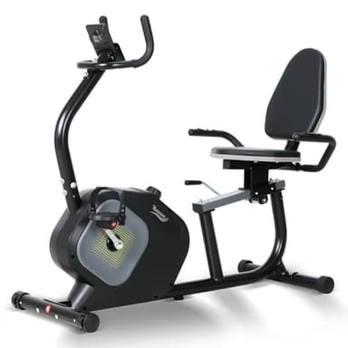 Novonova Vélo d'Appartement, Vélo Couché Semi-allongé Magnétique avec 16 Niveaux de Résistance Réglables, Vélo de Fitness avec Écran LCD, Poignées de Fréquence Cardiaque, Capacité de Charge de 100 kg