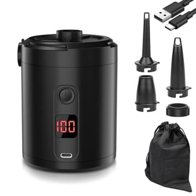 Pompe à Air Électrique Rechargeable 5200 mAh avec Écran Numérique Lytool Gonfleur Rapide 280 L/Min 3 Buses + Joint pour Sac sous Vide, Portable pour Matelas et Piscine