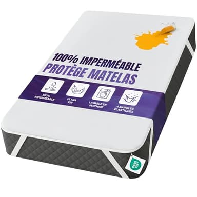 Protège-Matelas Imperméable Utopia Bedding - 140x200 cm, Housse de Matelas Respirante Certifiée Oeko-Tex avec Sangles Élastiques aux Coins, Ajustement Parfait, Protection Contre l'Incontinence, Blanc