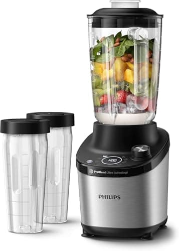 Philips Blender mixeur Série 7000 - Mixeur 1500W ProBlend Ultra, Capacité 2L, Programmes Quick Select, Fonction Quick Clean, Application HomeID, 2 gourdes Tritan incluses, Métal (HR3760/10)