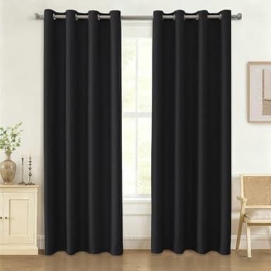 Ystyle Rideau Occultant Thermique Et Phonique - Lot De 2, Effet Lin, Isolant Anti Froid Et Chaleur, Pour Salon, 140x240 cm, Noir