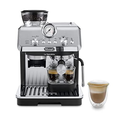 De'Longhi La Specialista Arte EC9155.MB, Machine Expresso Manuelle, Moulin intégré avec 8 finesses de mouture, Contrôle Actif de la Température, Buse vapeur MyLatte Art, Métal/Noir