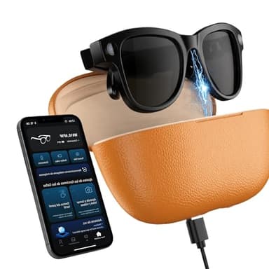 smartia – Lunettes intelligentes avec caméra, Étui de Charge Portable, Lunettes de Soleil Bluetooth, Kit Mains Libres avec IA intégrée par vocale, Smart Glasses et Traducteur en 20 Langues, 33 MP 4K